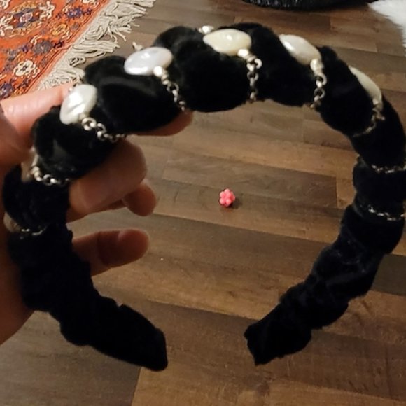 Headband, handmade, made from velvet and purl - Picture 8 of 8
